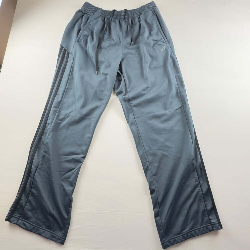 Adidas Gray 3-Stripes Open Hem Athletic Track Pants